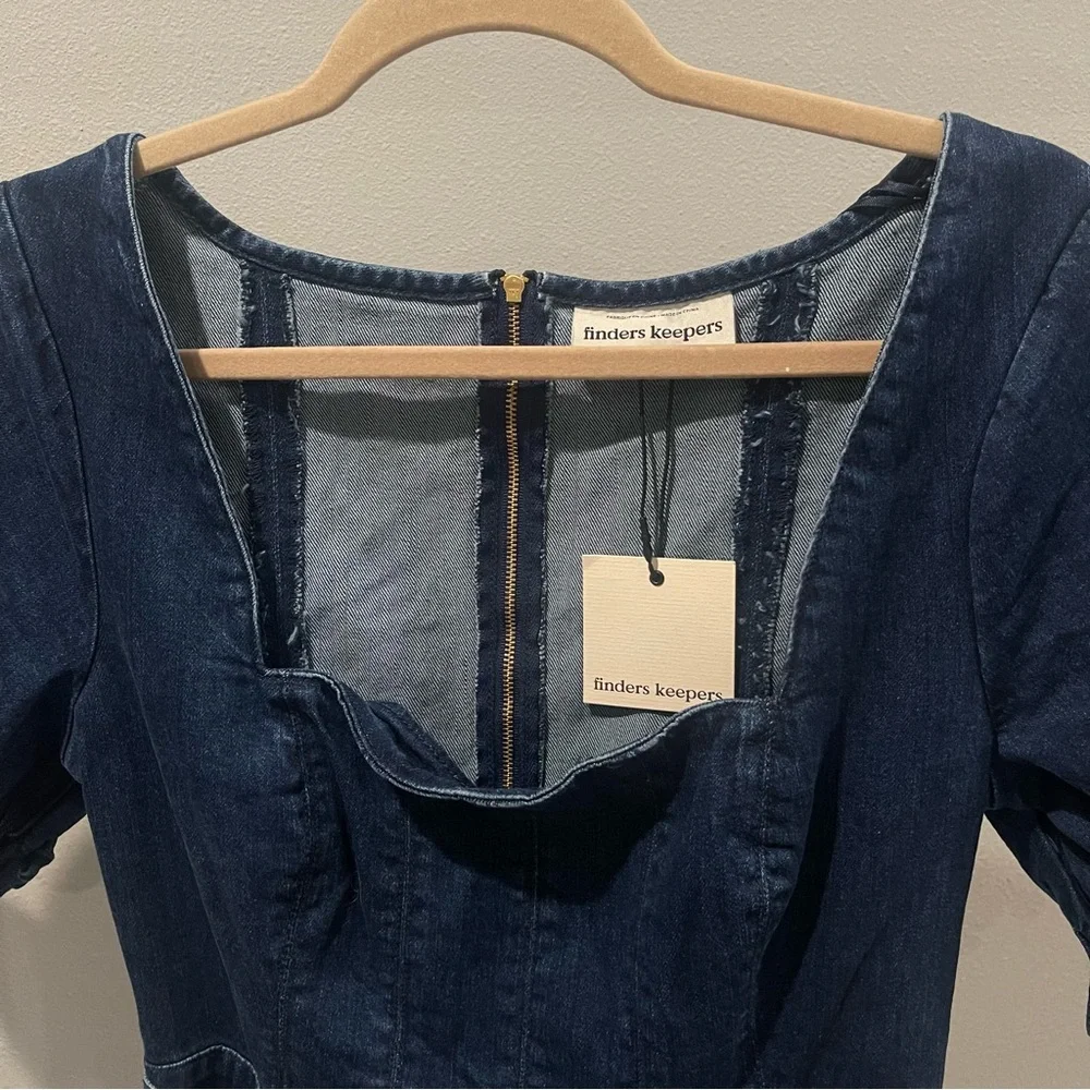 Finders Keepers Navy Puff Sleeve Mini Dress - Picture 11 of 11